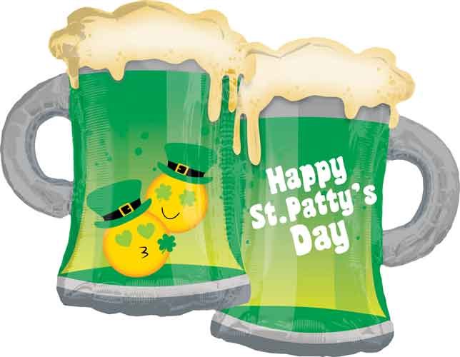 Jumbo Happy St. Patrick's Day Green Beers Mylar ~ 32"