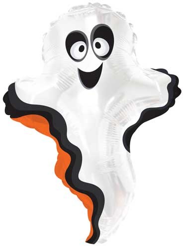 Ghost, Black/Orange Shape • Jumbo 24" Mylar Helium Balloon
