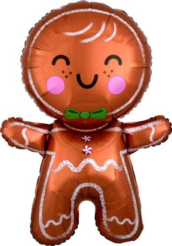 Gingerbread Man Jumbo Size Mylar Helium Balloon 31"