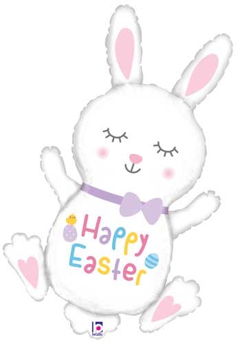 Happy Easter, Hopping Bunny Shape • Mega 38" Mylar Helium Balloon