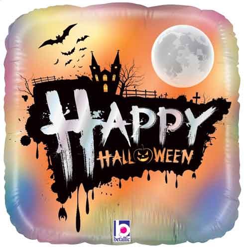 Haunted House, Opal Happy Halloween Round • Standard Size 18" Mylar Helium Balloon