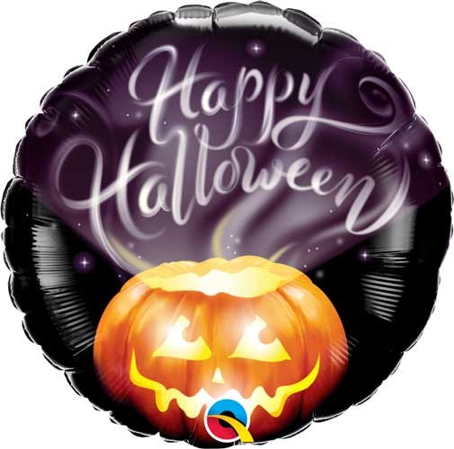 Jack-O-Lantern, Happy Halloween Round • Standard Size 18" Mylar Helium Balloon