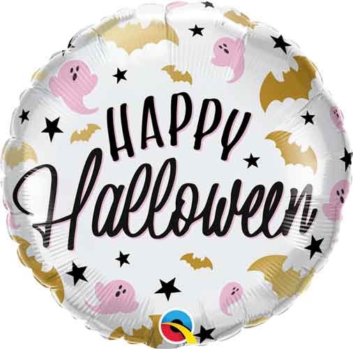 Pastel Spooks, Happy Halloween Round • Standard Size 18" Mylar Helium Balloon