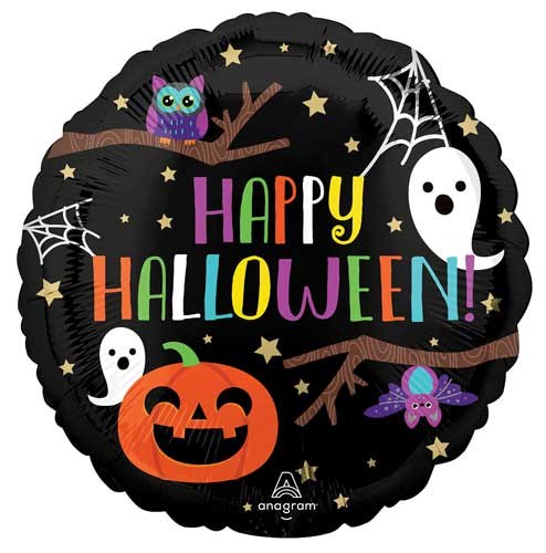 Spooky Tree, Happy Halloween Round • Standard Size 18" Mylar Helium Balloon