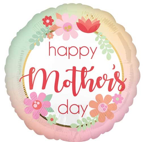 Pastel Ombre Round, Happy Mother's Day • Standard Size 18" Mylar Helium Balloon