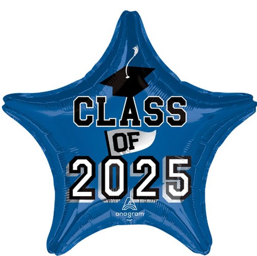 Class of 2025, School Spirit Blue • Standard Size 18" Mylar Helium Balloon
