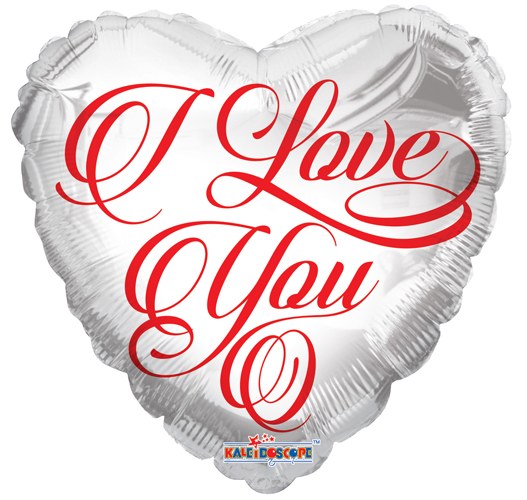 I Love You, White Classic Heart Shape • Standard Size 18" Mylar Helium Balloon