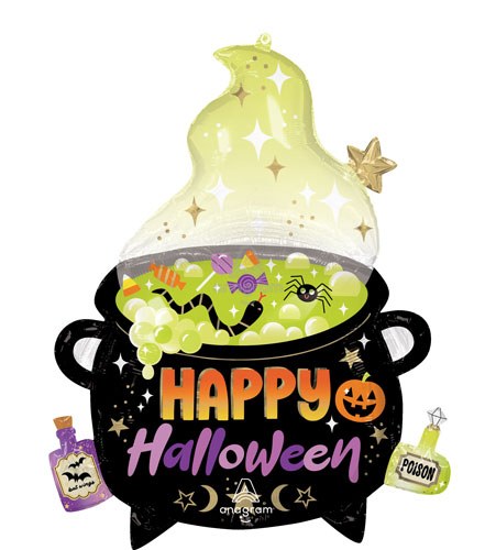 Cauldron, Happy Halloween Shape • Jumbo 41" Mylar Helium Balloon