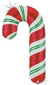 Candy Cane Holographic Jumbo Size Mylar Heium Balloon 41"