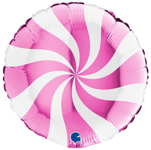Candy Swirl, Pink • Standard Size 18" Mylar Helium Balloon