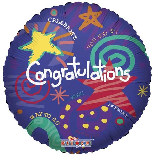 Congratulations, Festive Doodles • Standard Size 18" Mylar Helium Balloon