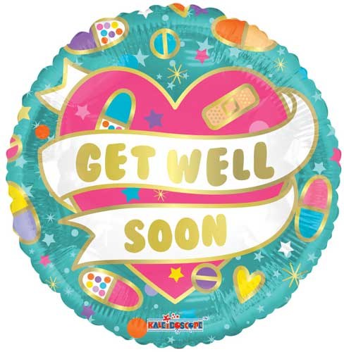 Get Well Soon Bubble Cute Design • Standard Size 18" Mylar Helium Balloon