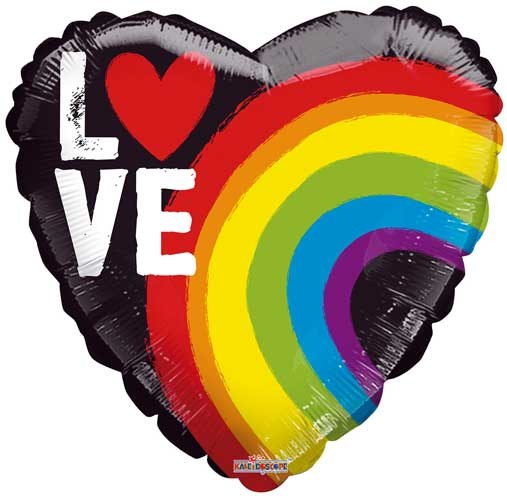 Love, Rainbow Heart • Standard Size 18" Mylar Helium Balloon