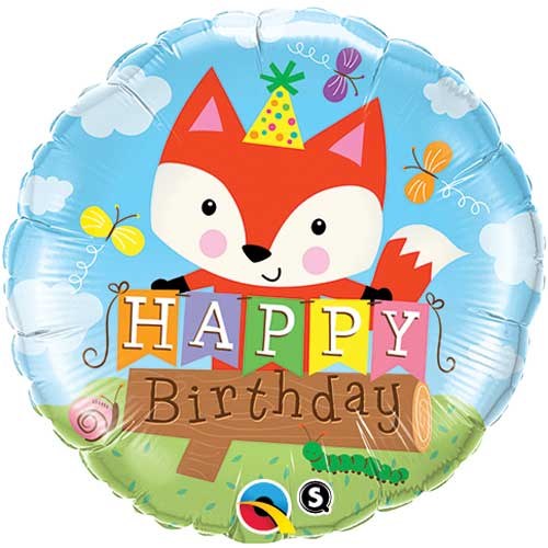 Woodland • Fox, Happy Birthday • Standard Size 17" Mylar Helium Balloon