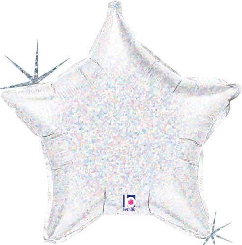 Star Shape • 18" Standard Size Mylar Helium Balloon • SILVER HOLOGRAPHIC