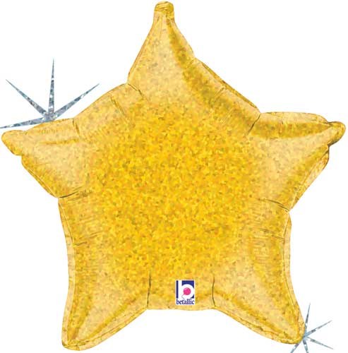 Star Shape • 18&quot; Standard Size Mylar Helium Balloon • GOLD HOLOGRAPHIC