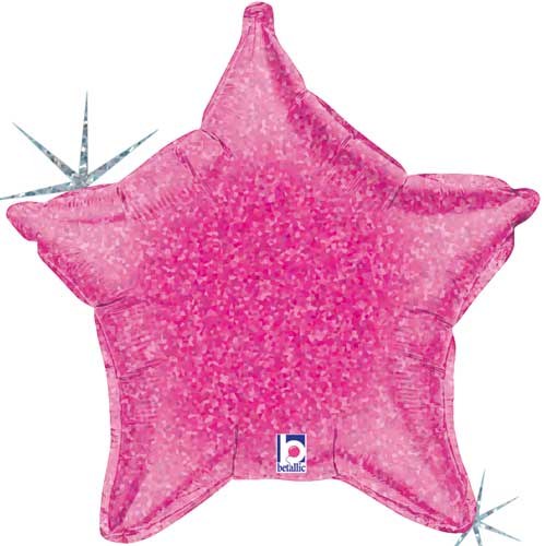 Star Shape • 18" Standard Size Mylar Helium Balloon • PINK HOLOGRAPHIC