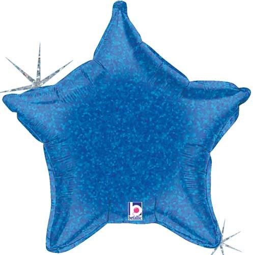 Star Shape • 18" Standard Size Mylar Helium Balloon • BLUE HOLOGRAPHIC