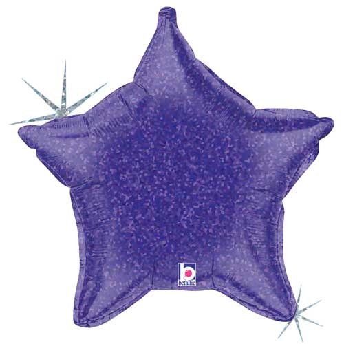 Star Shape • 18" Standard Size Mylar Helium Balloon • PURPLE HOLOGRAPHIC