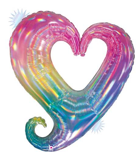 Heart Open Shape • 36" Jumbo Mylar Helium Balloon • OPAL