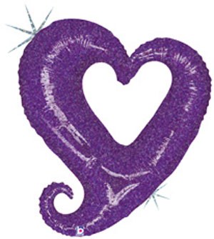 Heart Open Shape • 36" Jumbo Mylar Helium Balloon • HOLOGRAPHIC PURPLE