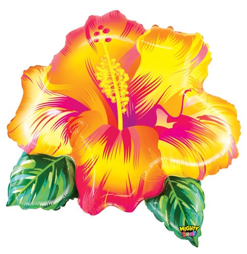 Flower, Tropical Hibiscus Yellow Shape • Jumbo 29" Mylar Helium Balloon