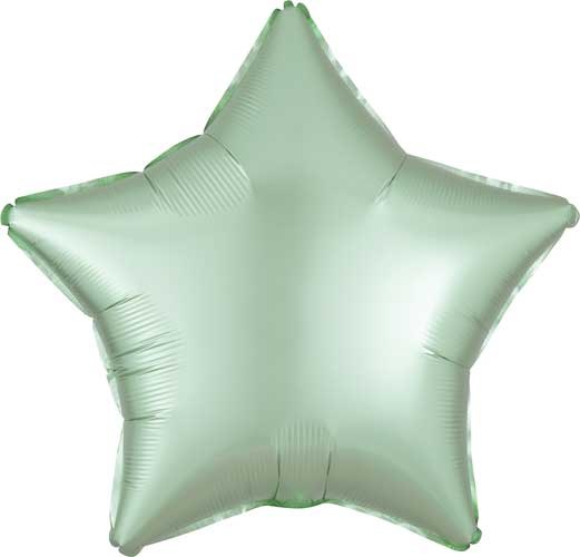 Star Shape • 18" Standard Size Mylar Helium Balloon • GREEN, MINT SATIN