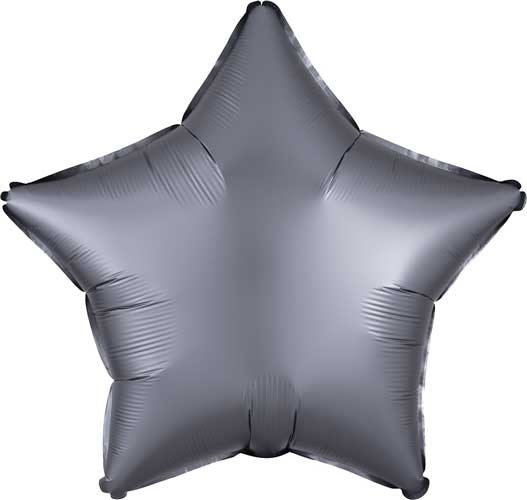 Star Shape • 18" Standard Size Mylar Helium Balloon • SILVER, GRAPHITE SATIN