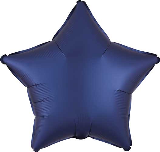 Star Shape • 18" Standard Size Mylar Helium Balloon • BLUE, NAVY SATIN