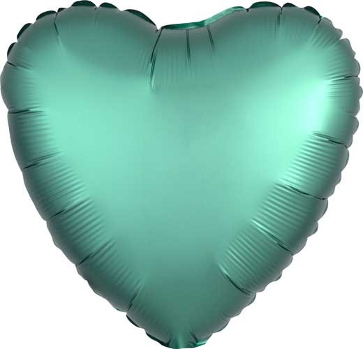 Heart Shape • 18" Standard Size Mylar Helium Balloon • GREEN, JADE SATIN