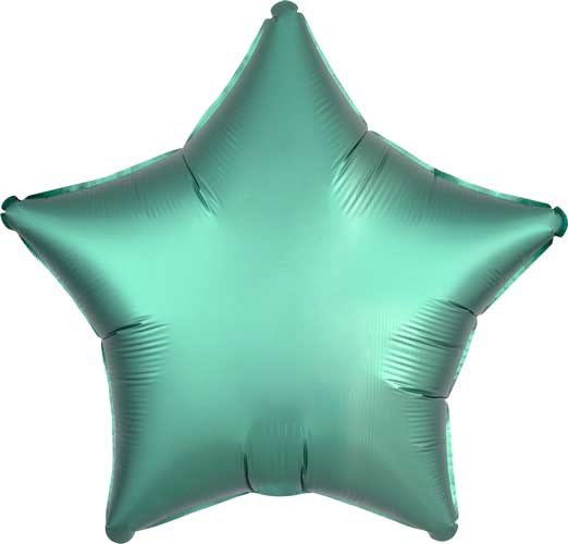 Star Shape • 18" Standard Size Mylar Helium Balloon • GREEN, JADE SATIN