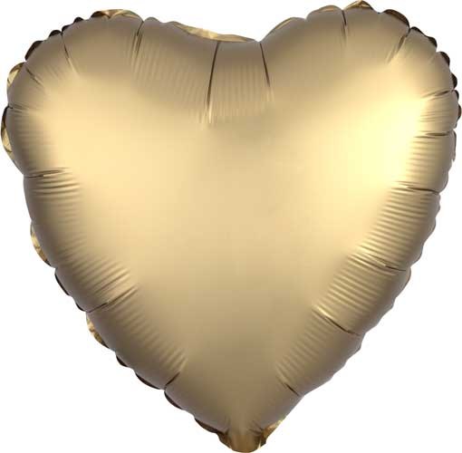 Heart Shape • 18" Standard Size Mylar Helium Balloon • GOLD SATIN
