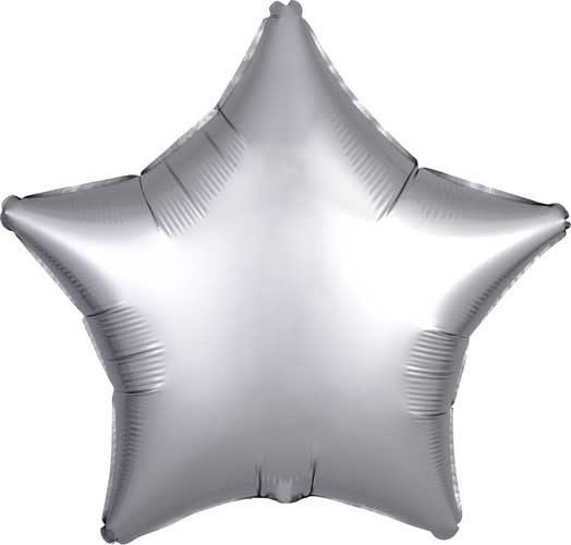 Star Shape • 18" Standard Size Mylar Helium Balloon • SILVER, PLATINUM SATIN
