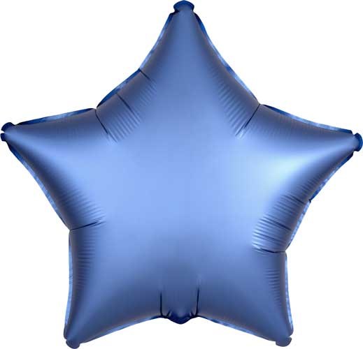 Star Shape • 18" Standard Size Mylar Helium Balloon • BLUE, AZURE SATIN