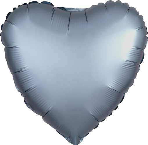Heart Shape • 18" Standard Size Mylar Helium Balloon • BLUE STEEL SATIN