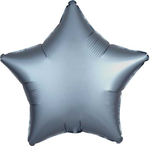 Star Shape • 18" Standard Size Mylar Helium Balloon • BLUE STEEL SATIN