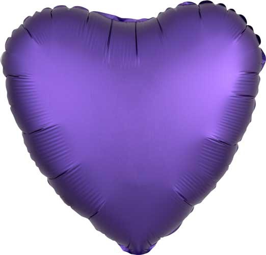 Heart Shape • 18" Standard Size Mylar Helium Balloon • PURPLE SATIN