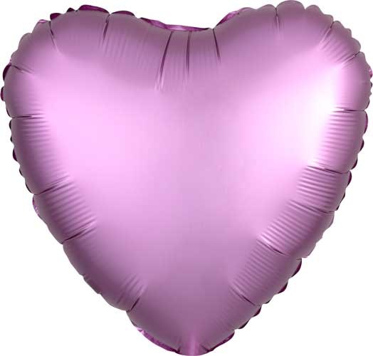 Heart Shape • 18" Standard Size Mylar Helium Balloon • PINK FLAMINGO SATIN