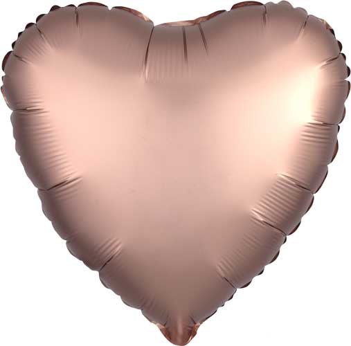 Heart Shape • 18" Standard Size Mylar Helium Balloon • ROSE COPPER SATIN