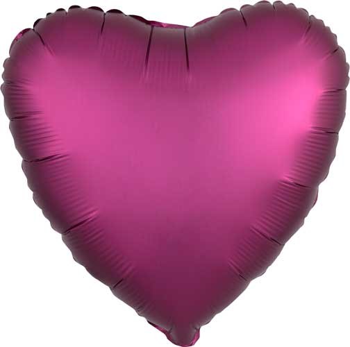 Heart Shape • 18" Standard Size Mylar Helium Balloon • PINK, POMEGRANATE SATIN