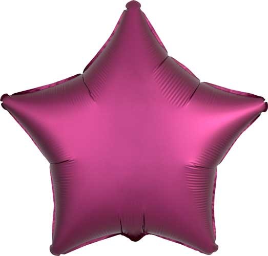 Star Shape • 18" Standard Size Mylar Helium Balloon • PINK, POMEGRANATE SATIN