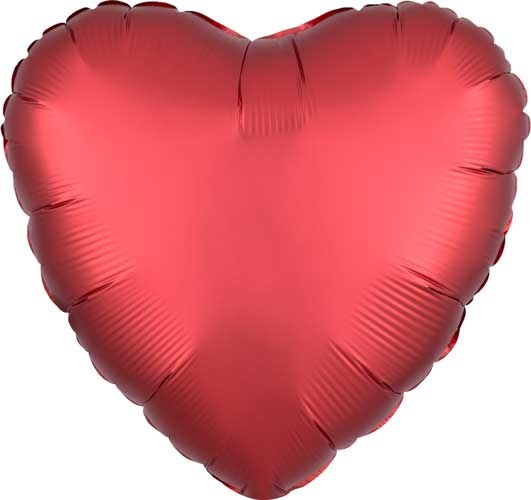 Heart Shape • 18" Standard Size Mylar Helium Balloon • RED, SANGRIA SATIN