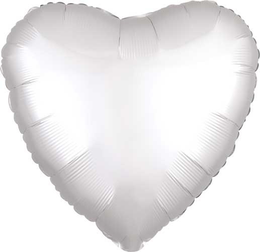 Heart Shape • 18" Standard Size Mylar Helium Balloon • WHITE SATIN