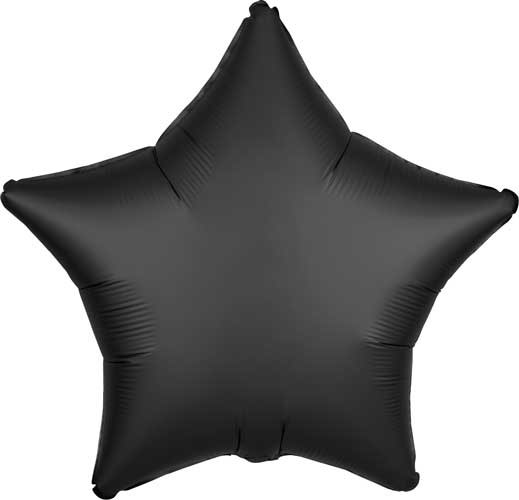 Star Shape • 18" Standard Size Mylar Helium Balloon • BLACK SATIN