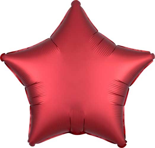 Star Shape • 18" Standard Size Mylar Helium Balloon • RED, SANGRIA SATIN