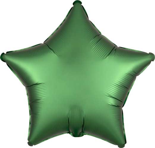 Star Shape • 18" Standard Size Mylar Helium Balloon • GREEN, EMERALD SATIN