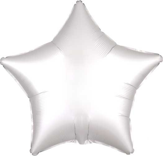 Star Shape • 18" Standard Size Mylar Helium Balloon • WHITE SATIN