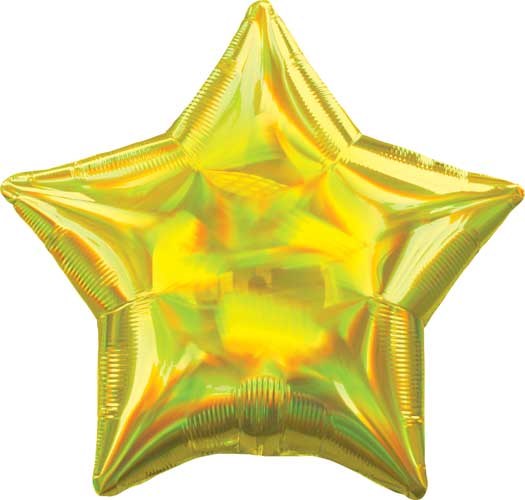 Star Shape • 18" Standard Size Mylar Helium Balloon • YELLOW IRIDESCENT