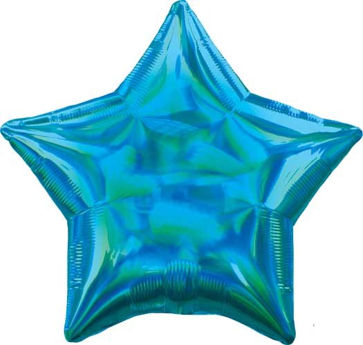 Star Shape • 18" Standard Size Mylar Helium Balloon • BLUE IRIDESCENT