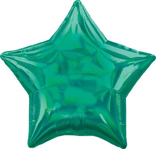Star Shape • 18&quot; Standard Size Mylar Helium Balloon • GREEN IRIDESCENT